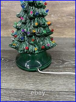 Vintage 1970's Mold Ceramic Lighted Christmas Tree 9.5Tall With Base