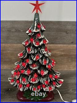 Vintage 1970's Oval Shaped Ceramic Christmas Tree With Base H16 X W11