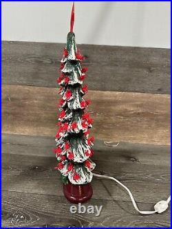 Vintage 1970's Oval Shaped Ceramic Christmas Tree With Base H16 X W11