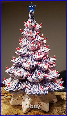 Vintage 1970s 4th of July Ceramic Christmas Tree 16 inch Tall Lights