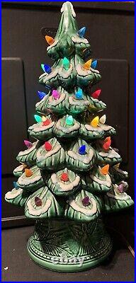 Vintage 1970s/80s Flocked Ceramic Xmas Tree Light Beautiful 17 Inch SEE PICS