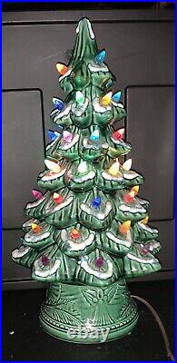 Vintage 1970s/80s Flocked Ceramic Xmas Tree Light Beautiful 17 Inch SEE PICS