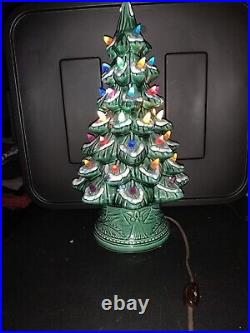 Vintage 1970s/80s Flocked Ceramic Xmas Tree Light Beautiful 17 Inch SEE PICS