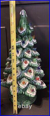 Vintage 1970s/80s Flocked Ceramic Xmas Tree Light Beautiful 17 Inch SEE PICS