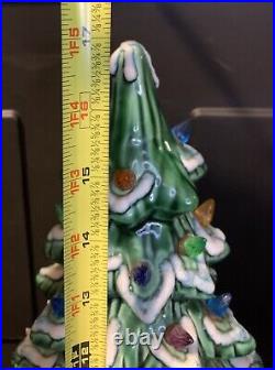 Vintage 1970s/80s Flocked Ceramic Xmas Tree Light Beautiful 17 Inch SEE PICS