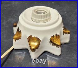 Vintage 1970s Atlantic Mold 15 White & Gold Ceramic Christmas Tree with Stand