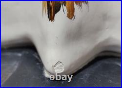 Vintage 1970s Atlantic Mold 15 White & Gold Ceramic Christmas Tree with Stand