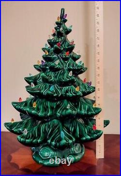 Vintage 1970s Atlantic Mold Large Ceramic Christmas Tree Scroll Light Base 21