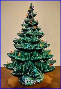 Vintage 1970s Atlantic Mold Large Ceramic Christmas Tree Scroll Light Base 21