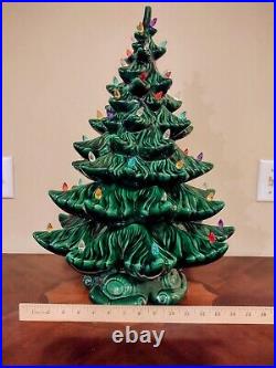 Vintage 1970s Atlantic Mold Large Ceramic Christmas Tree Scroll Light Base 21