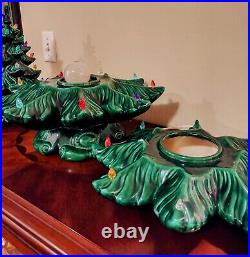 Vintage 1970s Atlantic Mold Large Ceramic Christmas Tree Scroll Light Base 21