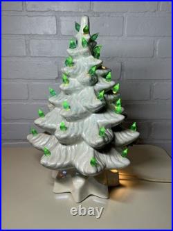 Vintage 1970s Atlantic Mold White Iridescent Ceramic Christmas Tree 13 Works
