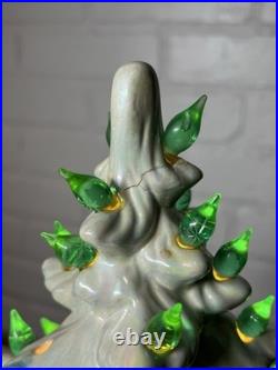Vintage 1970s Atlantic Mold White Iridescent Ceramic Christmas Tree 13 Works