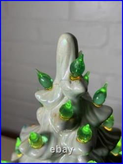 Vintage 1970s Atlantic Mold White Iridescent Ceramic Christmas Tree 13 Works
