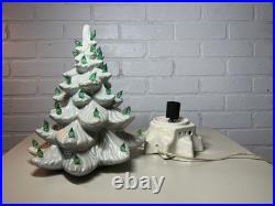 Vintage 1970s Atlantic Mold White Iridescent Ceramic Christmas Tree 13 Works
