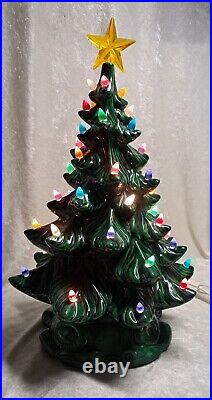 Vintage 1970s CERAMIC CHRISTMAS TREE 18 Atlantic Mold Co Lights Star Base
