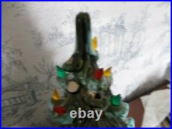 Vintage 1970s Ceramic 20 Christmas Tree Flocked Atlantic Mold Frosted WithBase