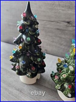 Vintage 1970s Ceramic Mold Christmas Tree 6-8 Rainbow Light Up MCM Lot Of 4