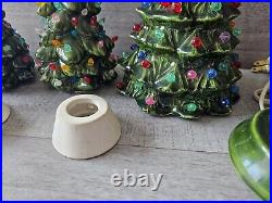 Vintage 1970s Ceramic Mold Christmas Tree 6-8 Rainbow Light Up MCM Lot Of 4