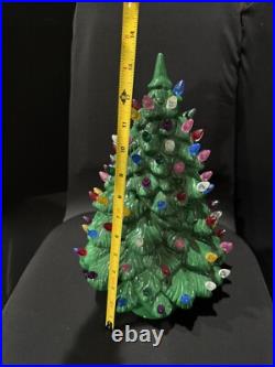 Vintage 1970s Cramer Mold Christmas Tree Ceramic Multi-Color Lights 14 Tall