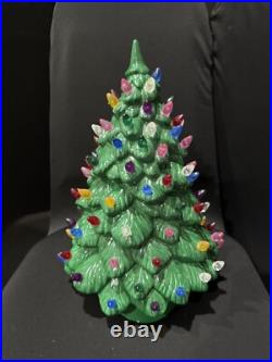 Vintage 1970s Cramer Mold Christmas Tree Ceramic Multi-Color Lights 14 Tall