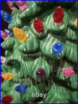 Vintage 1970s Cramer Mold Christmas Tree Ceramic Multi-Color Lights 14 Tall