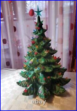 Vintage 1970s Large 22 Ceramic Christmas Tree, Working -No Base