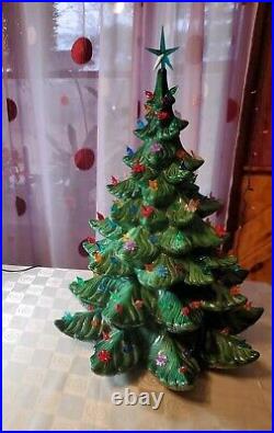 Vintage 1970s Large 22 Ceramic Christmas Tree, Working -No Base