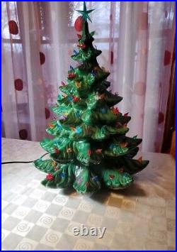 Vintage 1970s Large 22 Ceramic Christmas Tree, Working -No Base