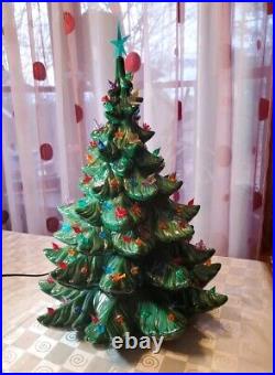 Vintage 1970s Large 22 Ceramic Christmas Tree, Working -No Base