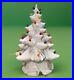 Vintage 1970s Large Ceramic Lit Christmas Tree White & Gold Multicolor Lights