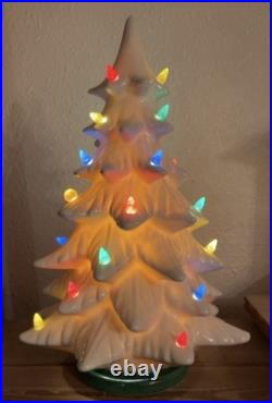 Vintage 1970s White Ceramic Light Up Christmas Tree