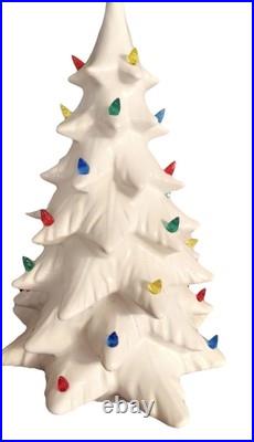 Vintage 1970s White Ceramic Light Up Christmas Tree