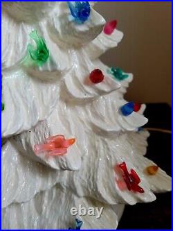 Vintage 1970s White Ceramic Lighted Christmas Tree with Doves 1 of a Kind 18