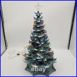 Vintage 1972 Byron Mold 19 Ceramic Christmas Tree Multicolor Flocked Snow