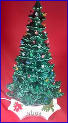 Vintage 1972 Byron Molds 21 Ceramic Christmas Tree Lighted w Peg Lights & Base Vintage 1972 Byron Molds 21 Ceramic Christmas Tree Lighted w Peg Lights & Base