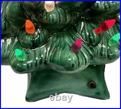 Vintage 1973 Green Ceramic Christmas Tree Lighted Light Up Tree With Star 19