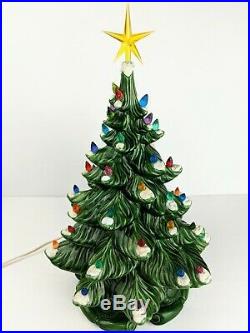 Vintage 1974 Atlantic Mold Musical Christmas Tree Light Snow flocked Ceramic 19