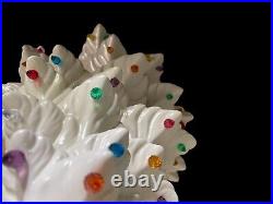 Vintage 1974 Atlantic Mold White Ceramic Christmas Tree 24 Tall With Base