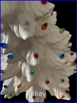 Vintage 1974 Atlantic Mold White Ceramic Christmas Tree 24 Tall With Base