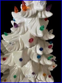 Vintage 1974 Atlantic Mold White Ceramic Christmas Tree 24 Tall With Base