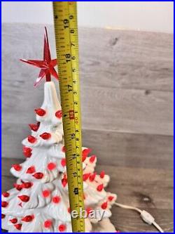 Vintage 1974 Atlantic Mold White Ceramic Christmas Tree 24 Tall With Base