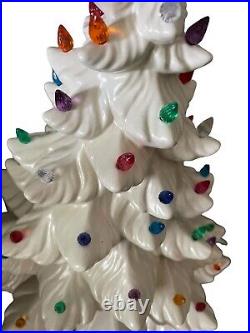 Vintage 1974 Atlantic Mold White Ceramic Christmas Tree 24 Tall With Base