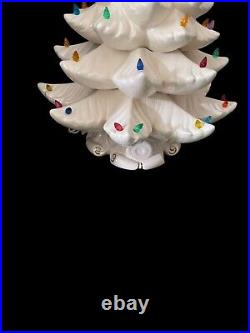 Vintage 1974 Atlantic Mold White Ceramic Christmas Tree 24 Tall With Base