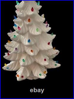 Vintage 1974 Atlantic Mold White Ceramic Christmas Tree 24 Tall With Base