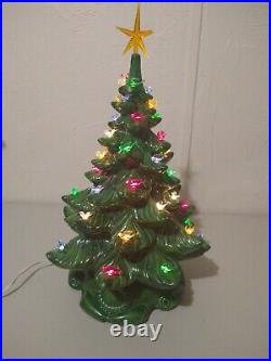 Vintage 1974 Ceramic Christmas Tree withBase Atlantic Mold bird lights 19