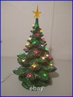 Vintage 1974 Ceramic Christmas Tree withBase Atlantic Mold bird lights 19