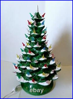 Vintage 1975 Arnels Ceramic Snow Flocked 19 Christmas Tree Repaired Tip As Is