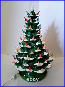 Vintage 1975 Arnels Ceramic Snow Flocked 19 Christmas Tree Repaired Tip As Is