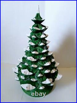 Vintage 1975 Arnels Ceramic Snow Flocked 19 Christmas Tree Repaired Tip As Is